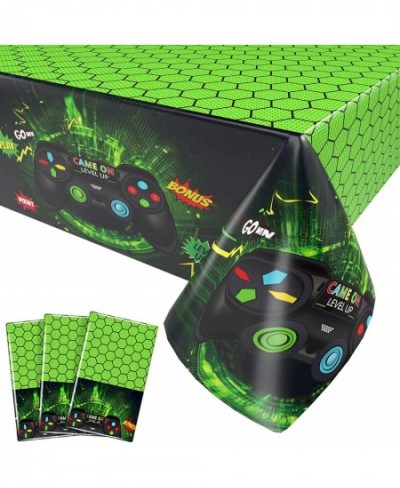 Video Game Tablecloth 3 Pieces Green Game Controller Table Covers for Gaming Theme Party Printed Disposable Plastic Table Dec...