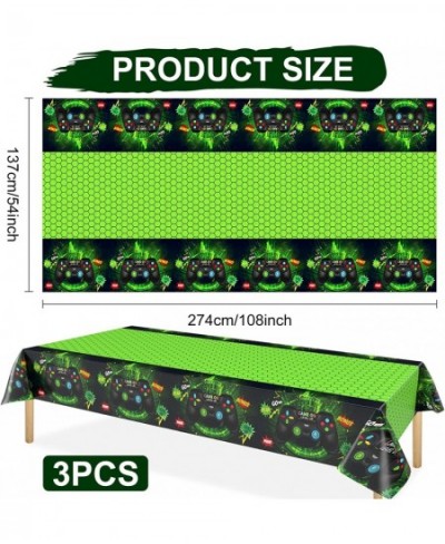 Video Game Tablecloth 3 Pieces Green Game Controller Table Covers for Gaming Theme Party Printed Disposable Plastic Table Dec...