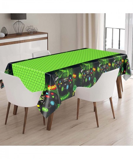 Video Game Tablecloth 3 Pieces Green Game Controller Table Covers for Gaming Theme Party Printed Disposable Plastic Table Dec...