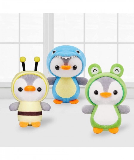 3 Pieces Mini Cute Stuffed Penguin Keychains Set in 4.8 Inch Frog Bee Dinosaur Costume Dressed Plush Toys Keychain for Boys G...