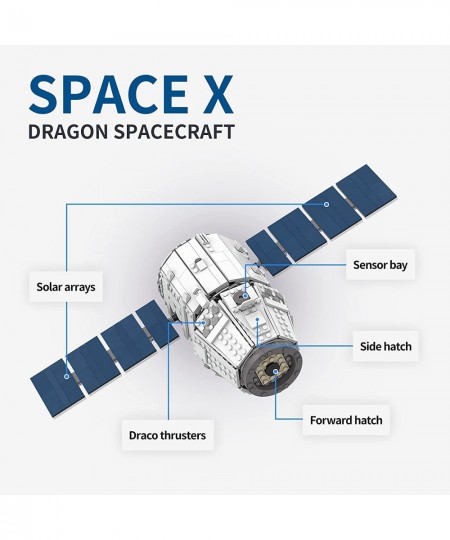 Space X Dragon Spacecraft Building Kits Toy Capsule Spaceship Architecture Vehicle Building Sets for Space Enthusiasts Fans C...