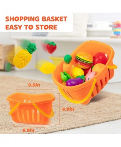 Pretend Play Food Cutting Set 58pcs Cutting Fruit Toys for Toddlers Plastic Fruits and Vegetables for Kids Toy Food for Kids ...