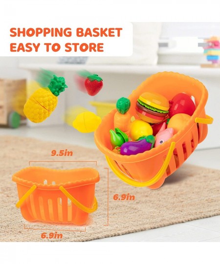 Pretend Play Food Cutting Set 58pcs Cutting Fruit Toys for Toddlers Plastic Fruits and Vegetables for Kids Toy Food for Kids ...