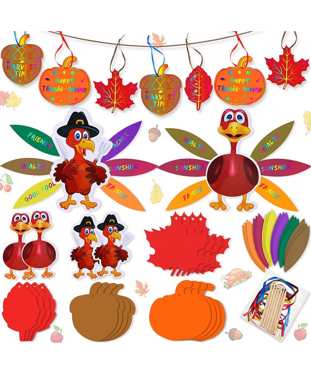 65 Pieces Thanksgiving Turkey Craft Kit Thanksgiving Crafts for Kids Fall Activities for Kids Turkey on The Table Assorted Th...