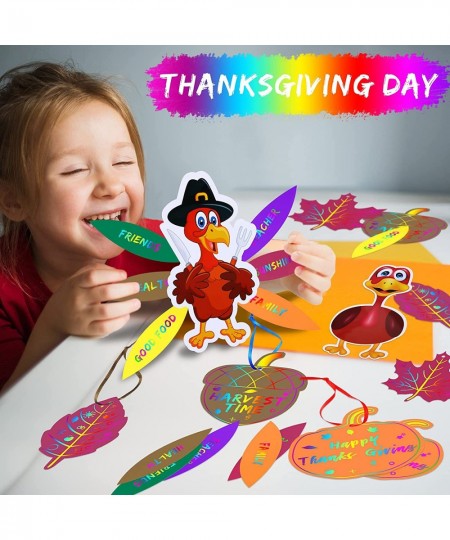 65 Pieces Thanksgiving Turkey Craft Kit Thanksgiving Crafts for Kids Fall Activities for Kids Turkey on The Table Assorted Th...