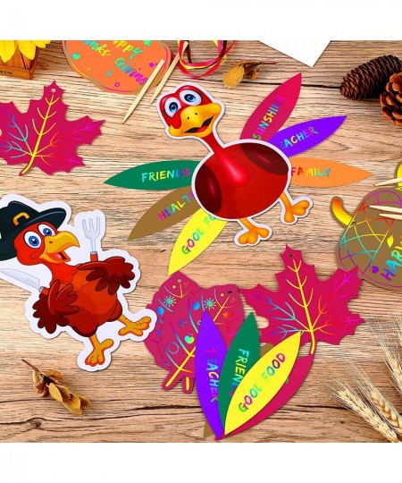 65 Pieces Thanksgiving Turkey Craft Kit Thanksgiving Crafts for Kids Fall Activities for Kids Turkey on The Table Assorted Th...