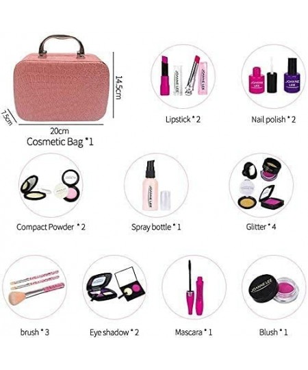 19 Pieces Pretend Makeup Toys for Girls Pretend Play Makeup Kit(Not Real) with Cosmetics Bag Birthday Gifts for Toddler Age 3...