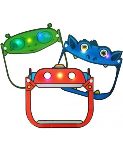 LED 3 Pack Character Animation Design Face Shield for Kids with LED Light - Clear Visor with Comfortable Elastic Band and Spo...