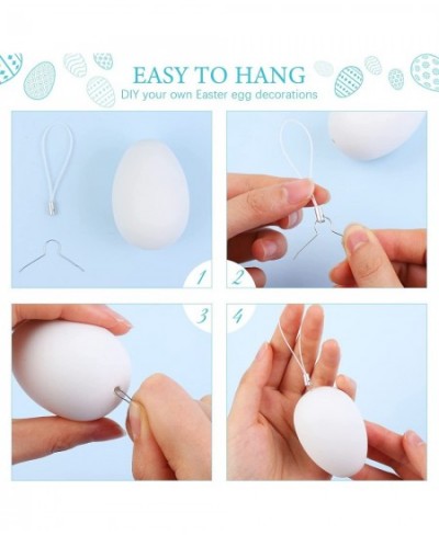 36 Pieces Easter Eggs Decorations Kit White Blank DIY Easter Egg Paint Kit with Rope and 12 Markers Hanging Plastic Egg for E...