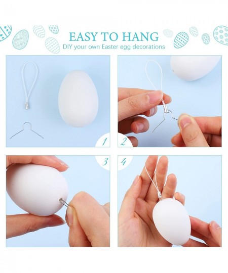 36 Pieces Easter Eggs Decorations Kit White Blank DIY Easter Egg Paint Kit with Rope and 12 Markers Hanging Plastic Egg for E...