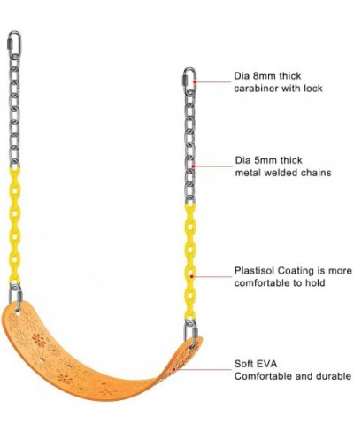 Heavy Duty Swing Seat with 66" Chains Plastic Coated 31.5" Tree Swing Set Seat Replacement Outdoor Swing Sets for Adult Kid B...