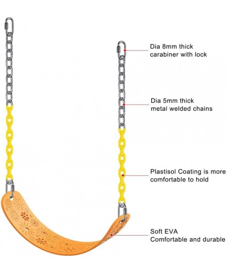 Heavy Duty Swing Seat with 66" Chains Plastic Coated 31.5" Tree Swing Set Seat Replacement Outdoor Swing Sets for Adult Kid B...