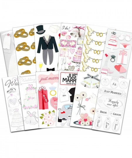 Wedding Planner Stickers Scrapbooking Pack ~ 12 Wedding Day Sticker Packs for Kids Teens (Bride and Groom Party Supplies Deco...