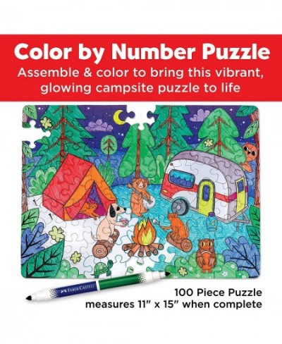 Color by Number Puzzle Camping - 100 Pieces DIY Coloring Puzzle Set for Kids Ages 6+ $16.07 - Jigsaw Puzzles