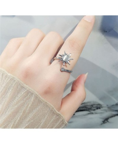 8Pcs Fidget Anxiety Rings for Women Men Spinner Adjustable Open Ring Set Anxiety Flower Spinner Fidget Rings for Cubic Zircon...