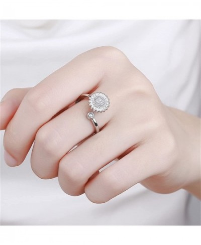 8Pcs Fidget Anxiety Rings for Women Men Spinner Adjustable Open Ring Set Anxiety Flower Spinner Fidget Rings for Cubic Zircon...