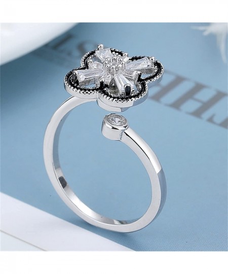 8Pcs Fidget Anxiety Rings for Women Men Spinner Adjustable Open Ring Set Anxiety Flower Spinner Fidget Rings for Cubic Zircon...