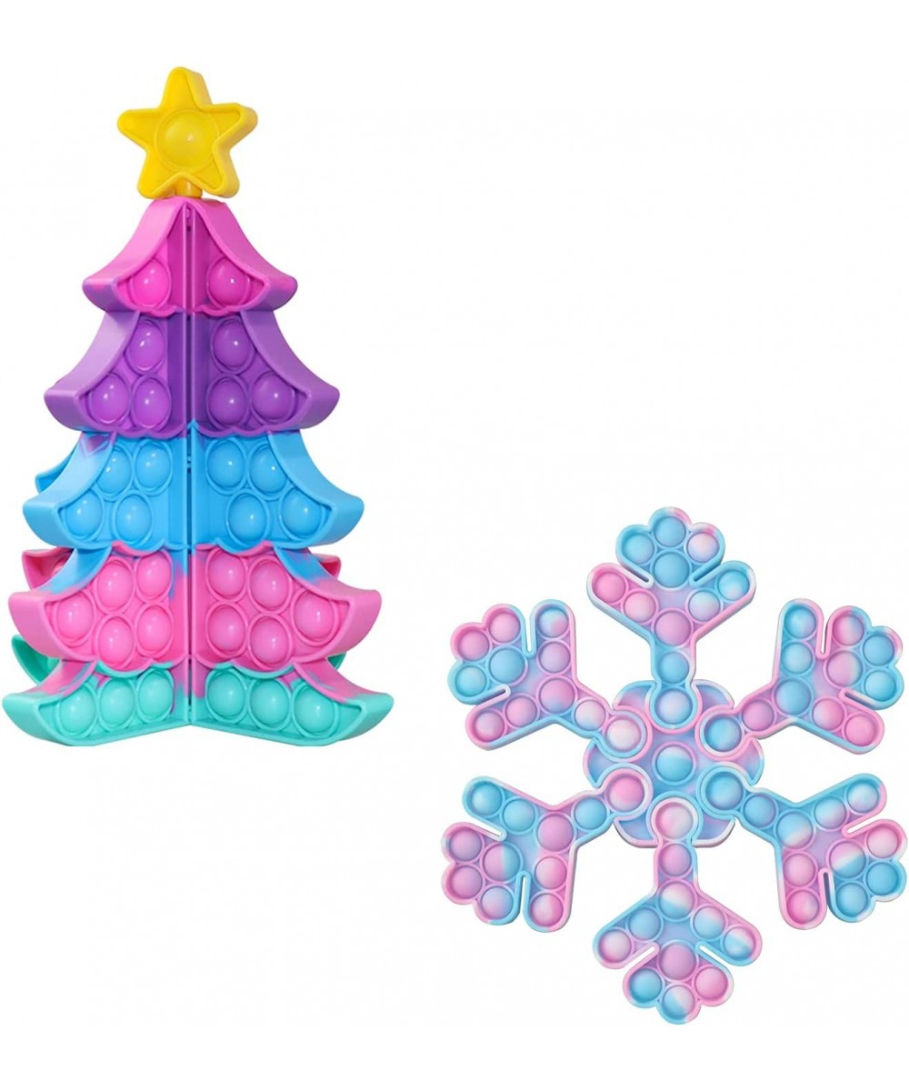 Christmas Tree Fidget Popper Snowflake Puzzle it Pop Toy Push Popping Bubble Xmas Gift Sensory Squeezing Toy for Kid’s Calmin...