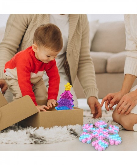 Christmas Tree Fidget Popper Snowflake Puzzle it Pop Toy Push Popping Bubble Xmas Gift Sensory Squeezing Toy for Kid’s Calmin...