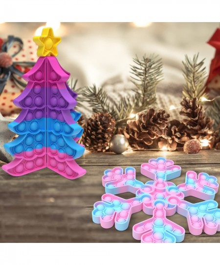 Christmas Tree Fidget Popper Snowflake Puzzle it Pop Toy Push Popping Bubble Xmas Gift Sensory Squeezing Toy for Kid’s Calmin...