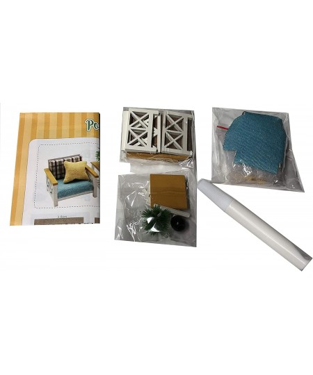 DIY Dollhouse Sofa Chair with Accent Table Kit | Miniature Furniture | Dolls House Kits | Requires Assembly | 1/18 Scale (Cha...