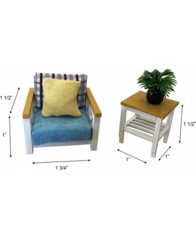 DIY Dollhouse Sofa Chair with Accent Table Kit | Miniature Furniture | Dolls House Kits | Requires Assembly | 1/18 Scale (Cha...