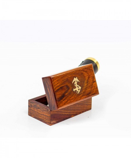 Miniature Beautiful Handcrafted Handheld Brass Telescope with Rosewood Box - Pirate Navigation Gifts - (6 Inches Polished Bra...