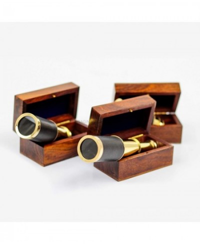 Miniature Beautiful Handcrafted Handheld Brass Telescope with Rosewood Box - Pirate Navigation Gifts - (6 Inches Polished Bra...