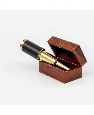 Miniature Beautiful Handcrafted Handheld Brass Telescope with Rosewood Box - Pirate Navigation Gifts - (6 Inches Polished Bra...