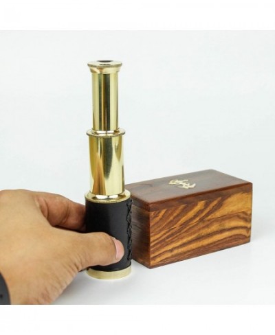 Miniature Beautiful Handcrafted Handheld Brass Telescope with Rosewood Box - Pirate Navigation Gifts - (6 Inches Polished Bra...