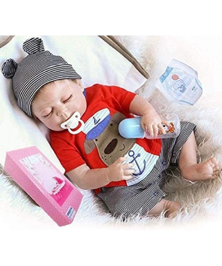 Reborn Baby Boy Doll Full Body Silicone 18Inches 45cm Lifelike Newborn Baby Sleeping Boy Doll Birthday Gift Children Toy $90....