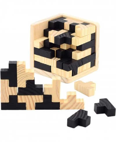 3D Wooden Brain Teaser Puzzle Cube Wooden Puzzles T-Shaped Jigsaw Logic Puzzle Game Puzzles Educational Toy for Kids and Adul...