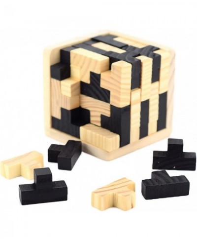 3D Wooden Brain Teaser Puzzle Cube Wooden Puzzles T-Shaped Jigsaw Logic Puzzle Game Puzzles Educational Toy for Kids and Adul...