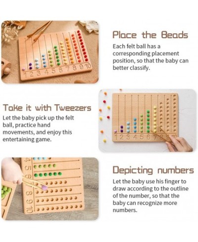 Wooden Bead Board Game Montessori Toys for Toddlers Puzzle Color Sorting Stacking Toys Wooden Tracing Board Math Counting Gam...