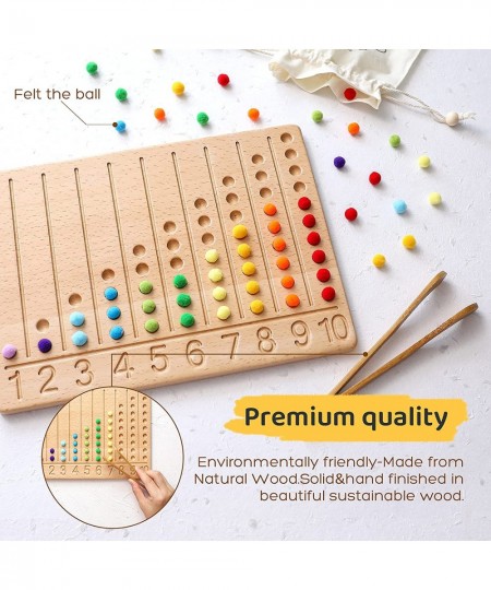 Wooden Bead Board Game Montessori Toys for Toddlers Puzzle Color Sorting Stacking Toys Wooden Tracing Board Math Counting Gam...