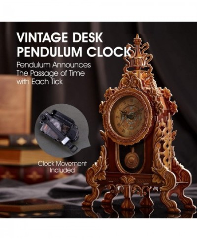 3D Puzzle for Adults Kids Pendulum Desk Clock Model Kit Vintage Table Clocks Craft Kits Foam Board Clocks for Living Room Dec...