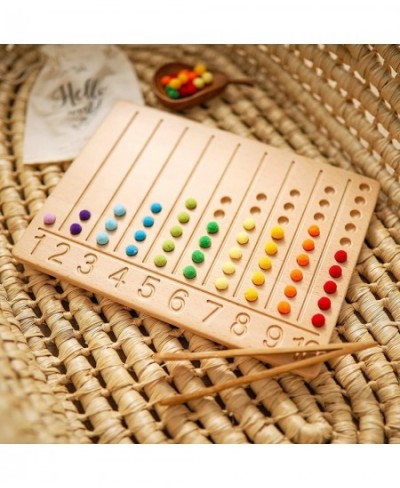 Wooden Bead Board Game Montessori Toys for Toddlers Puzzle Color Sorting Stacking Toys Wooden Tracing Board Math Counting Gam...