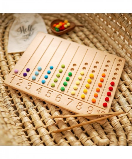 Wooden Bead Board Game Montessori Toys for Toddlers Puzzle Color Sorting Stacking Toys Wooden Tracing Board Math Counting Gam...