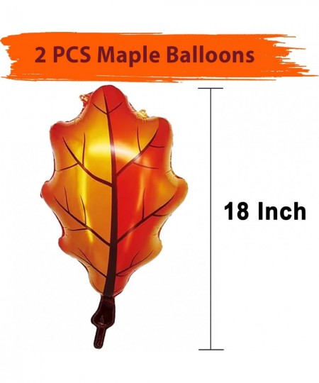 62 PCS Maple Leaves Fall Balloons 12 Inch Orange Yellow Burgundy Gold and Confetti Balloons with Maple Leaves Foil Balloons f...