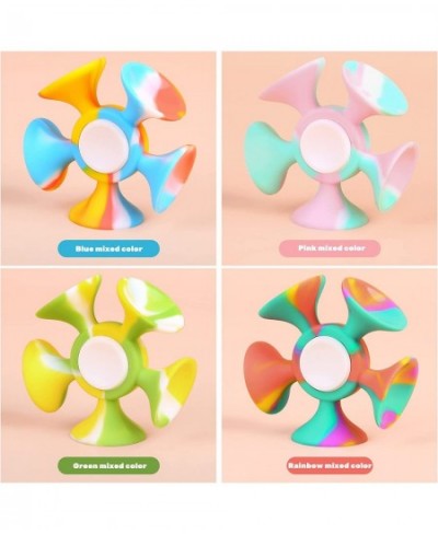 4pcs Silicone Fidget Spinners Toy with Suction Cup Soft Sensory Pop Fidget Toys Anxiety Relief Therapy Sensory Toys Hand Spin...