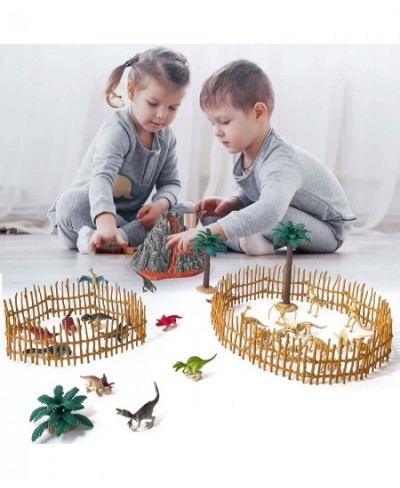 52 Pcs Erupting Volcano Model Realistic Dinosaur Toy Set with Play Mat T-Rex Triceratops Dinosaur Fossil Skeletons Dino World...