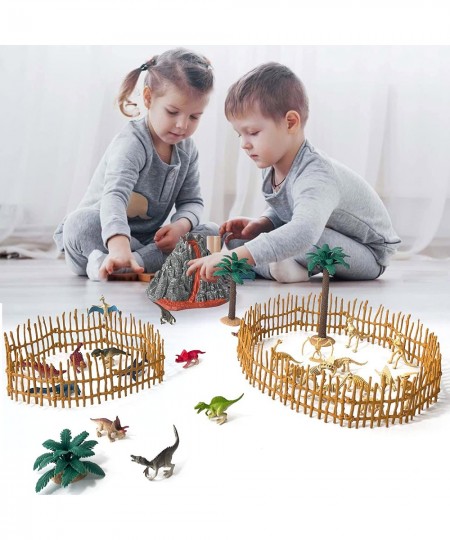 52 Pcs Erupting Volcano Model Realistic Dinosaur Toy Set with Play Mat T-Rex Triceratops Dinosaur Fossil Skeletons Dino World...