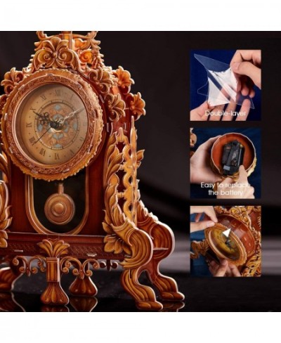 3D Puzzle for Adults Kids Pendulum Desk Clock Model Kit Vintage Table Clocks Craft Kits Foam Board Clocks for Living Room Dec...