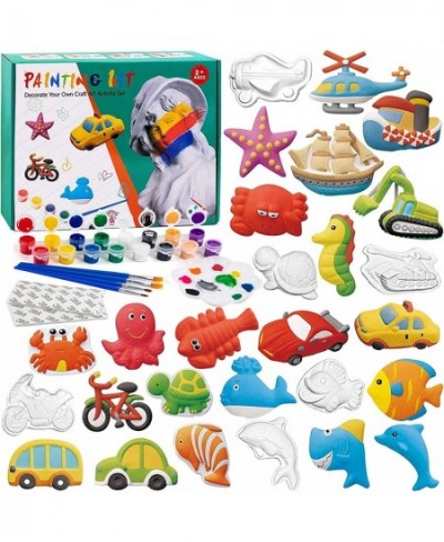 80 Pieces Kids Arts and Crafts Painting Kit Paint Your Own Figurines STEAM Projects Creative Activity DIY Toys Ceramics Plast...