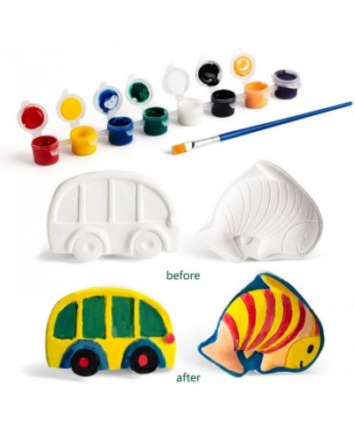 80 Pieces Kids Arts and Crafts Painting Kit Paint Your Own Figurines STEAM Projects Creative Activity DIY Toys Ceramics Plast...