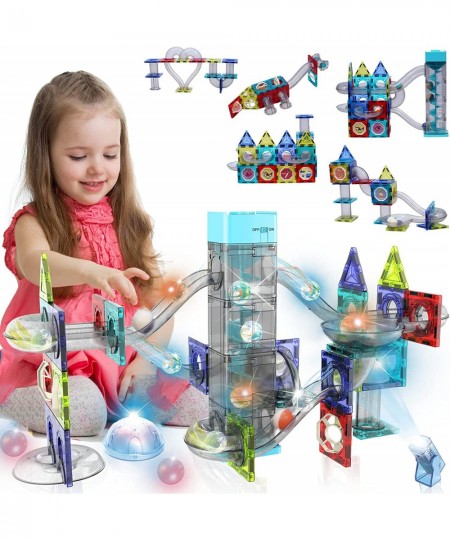 Elevator Magnetic Marble Run Race Track Magnetic Tiles Magnet Building Block Educational Construction Toy Play Set STEM Kit T...