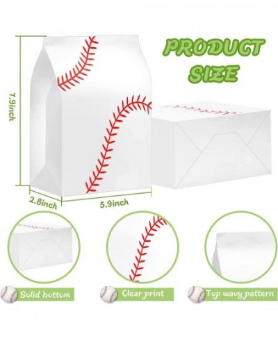 30 Pieces White Baseball Party Bags Baseball Party Favor Bags Baseball Treat Candy Bags Baseball Theme Goody Bags for Kids Ad...