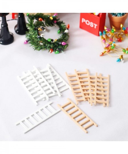 Dollhouse Miniature Toys Pretend Play 5Pcs/Set Ladder Wide Application Adorable Wood Ladder Stepladder Accessories Doll House...