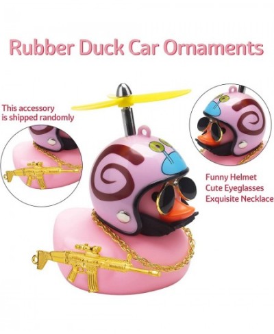 Rubber Duck Toy Car Ornaments Pink Duck Car Dashboard Decorations Set with Propeller Helmet Sunglasses and Gold Chain. (W-Pin...