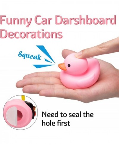 Rubber Duck Toy Car Ornaments Pink Duck Car Dashboard Decorations Set with Propeller Helmet Sunglasses and Gold Chain. (W-Pin...